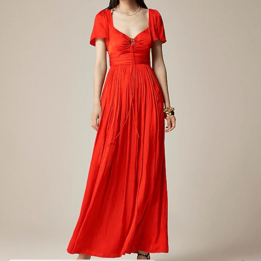 NWT J.Crew Collection Flutter Sleeve Maxi Dress in Luster Georgette 0